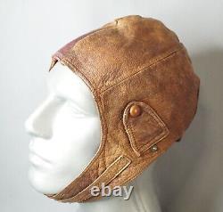 WWII German Luftwaffe Pilot Aviator Brown Leather Flying Flight Helmet H. D