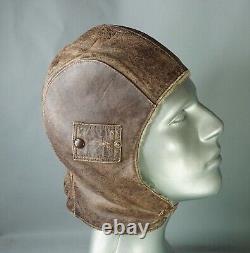 WWII German Luftwaffe Pilot Aviator Leather Winter Fur Flying Flight Helmet