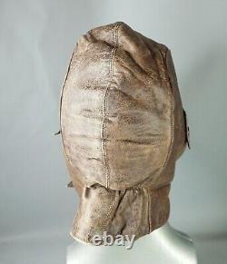 WWII German Luftwaffe Pilot Aviator Leather Winter Fur Flying Flight Helmet