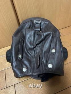 WWII Japanese Leather Winter Flight Helmet Pilot Fur Lined Original Tag