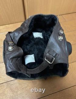 WWII Japanese Leather Winter Flight Helmet Pilot Fur Lined Original Tag