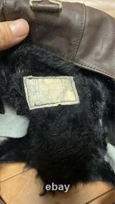 WWII Japanese Leather Winter Flight Helmet Pilot Fur Lined Original Tag