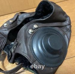 WWII Japanese Leather Winter Flight Helmet Pilot Fur Lined Original Tag