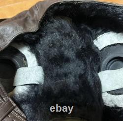 WWII Japanese Leather Winter Flight Helmet Pilot Fur Lined Original Tag