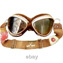 WWII Japanese Navy Pilot Flight Helmet Goggles Yokosuka 1945 Eagle Eye Gear Vtg