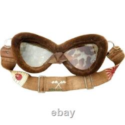WWII Japanese Navy Pilot Flight Helmet Goggles Yokosuka 1945 Eagle Eye Gear Vtg