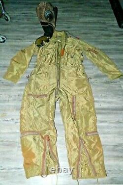 WWII Leather Helmet & EXPERIMENTAL Test Flight Pilot Suit Coverall Size Medium