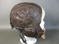 WWII NAF 1092W USN US NAVY Leather Pilot Flight Helmet Telephonics TH37 Receiver