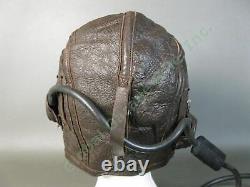 WWII NAF 1092W USN US NAVY Leather Pilot Flight Helmet Telephonics TH37 Receiver