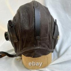 WWII US Navy Leather Flight Helmet Slote & Klein Mint Large Pilot