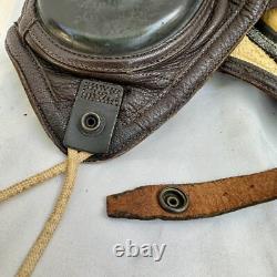 WWII US Navy Leather Flight Helmet Slote & Klein Mint Large Pilot