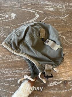 WWII USAAF A-9 Flight Cap Helmet Liner Army Air Forces Pilot Hat Vintage