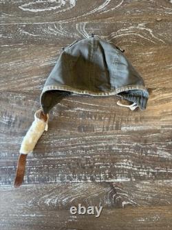 WWII USAAF A-9 Flight Cap Helmet Liner Army Air Forces Pilot Hat Vintage WWII USAAF A-9 Flight Cap Helmet Liner Army Air Forces Pilot Hat Vintage