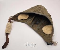 WWII USAAF Type A-9 Flight Helmet 1942 Cotton Gabardine Pilot Gear (Small)