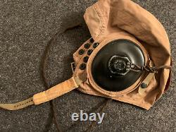WWII USN / USMC Aviator Pilot Flight Helmet & Receivers / Cord Possible ID