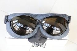 Winter Leather Flight Cap, Air Force MiG Pilot Helmet, Wool-Lined, Vintage Goggles