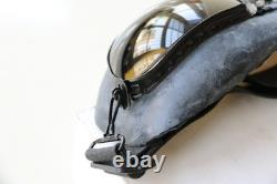 Winter Leather Flight Cap, Air Force MiG Pilot Helmet, Wool-Lined, Vintage Goggles