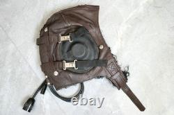 Winter Leather Pilot Flight Helmet, Air Force Wool-Lined Flying Helmet, Goggles