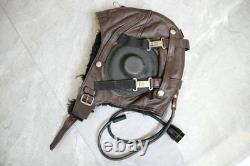 Winter Leather Pilot Flight Helmet, Air Force Wool-Lined Flying Helmet, Goggles