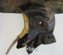 Ww2 Original German Luftwaffe Pilot Winter Leather Flight Helmet