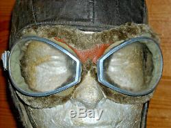 Ww2 (pre) Pilots Flight Helmet & Goggles