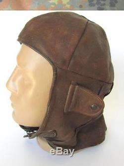 Wwii Original German Luftwaffe Pilot Aircrew Leather Flight Helmet