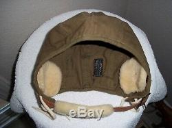 Wwii Us Army Air Force A-9 Flight Helmet Pilot Size Large