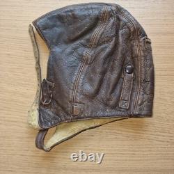 Wwii Ww2 German Luftwaffe Pilot Leather Flight Helmet Cap