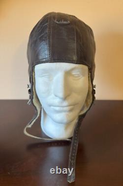Wwii Ww2 German Luftwaffe Pilot Leather Flight Helmet Cap