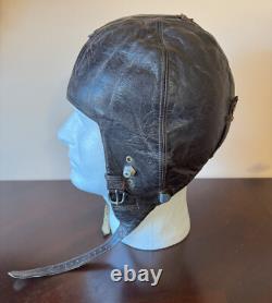 Wwii Ww2 German Luftwaffe Pilot Leather Flight Helmet Cap