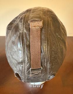 Wwii Ww2 German Luftwaffe Pilot Leather Flight Helmet Cap