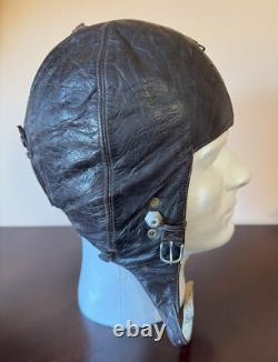 Wwii Ww2 German Luftwaffe Pilot Leather Flight Helmet Cap
