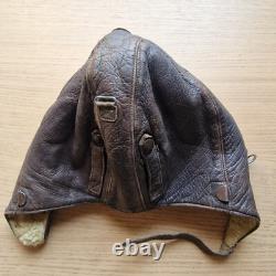 Wwii Ww2 German Luftwaffe Pilot Leather Flight Helmet Cap