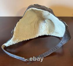 Wwii Ww2 German Luftwaffe Pilot Leather Flight Helmet Cap